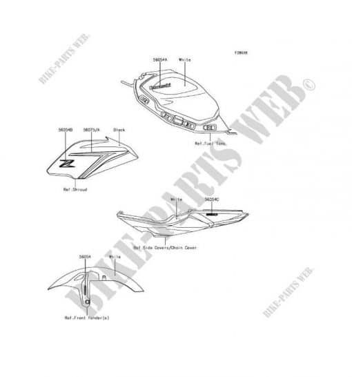 Adhesivo ABS Kawasaki para guardabarros - 56054-1644