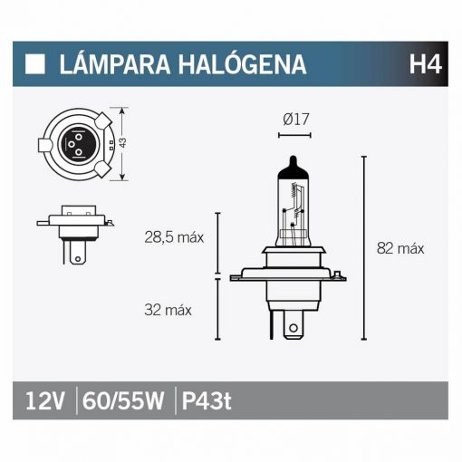 Bombilla Tecnium halógena H4 - 14639