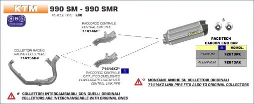 Tubo conexión Arrow para KTM 990 SM 08-13 - 71414KZ